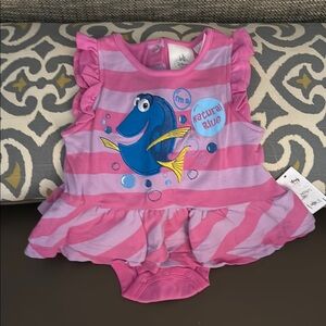 Disney Baby Pink Striped Dory Romper NWT